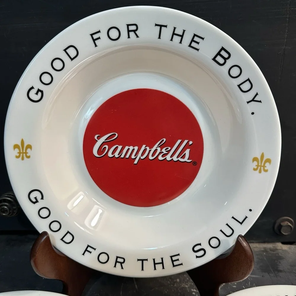 3 CAMPBELL SOUP BOWLS ARCOPAL FRANCE‎ GOOD FOR THE BODY GOOD FOR THE SOUL